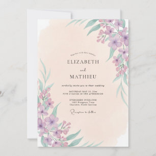 Invitation Mariage Fleur Sauvage Lilas Champagne