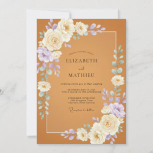 Invitation Mariage Fleur Sauvage Lilas Pâle Terracotta