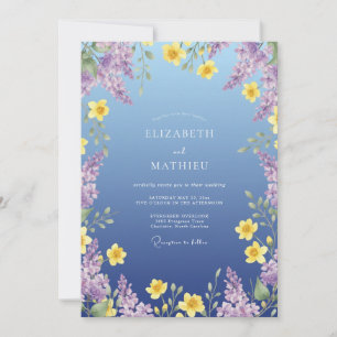 Invitation Mariage Fleur Sauvage Lilas Pervenche