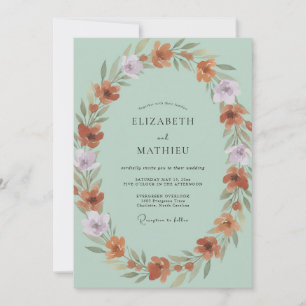 Invitation Mariage Fleur Sauvage Lilas Terracotta