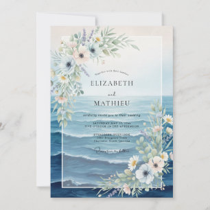 Invitation Mariage Fleur Sauvage Océan Bleuet