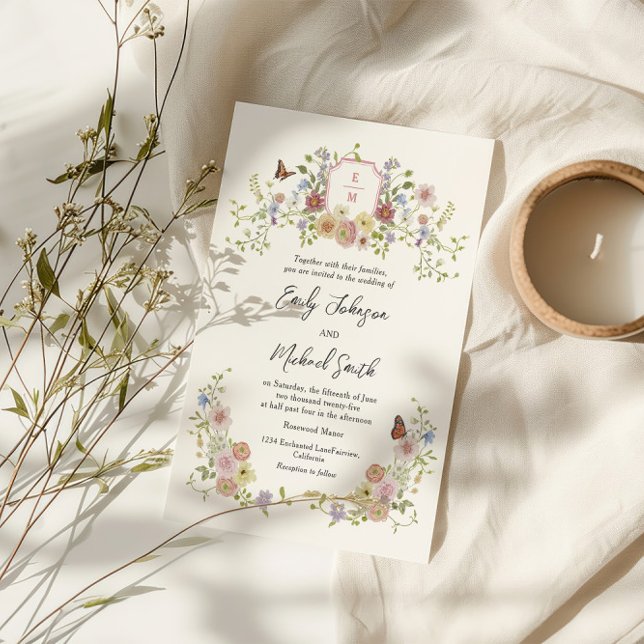 Invitation Mariage Fleur sauvage Pastel (Créateur téléchargé)