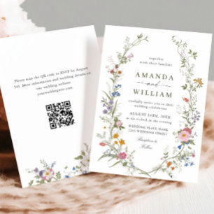 Invitation Mariage Fleur sauvage Pastel Pink Bohemian