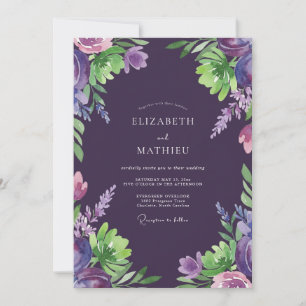 Invitation Mariage Fleur Sauvage Peinte au Plum