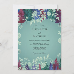 Invitation Mariage Fleur Sauvage Prune Aqua