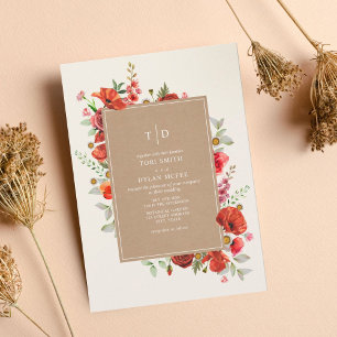 Invitation Mariage fleur sauvage Red Floral Botanical Cardsto