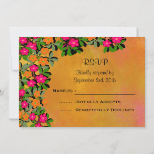 Invitation Mariage Fleur sauvage rose et orange RSVP