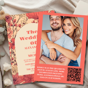 Invitation Mariage Fleur sauvage rose jaune rose