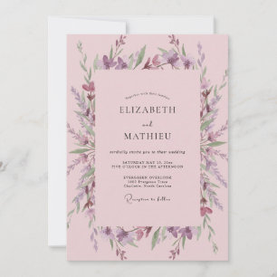 Invitation Mariage Fleur Sauvage Rose Lilas