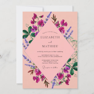 Invitation Mariage Fleur Sauvage Rose Magenta