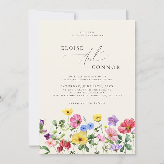 Invitation Mariage fleur sauvage Rustic Chic Boho QR Code (Devant)