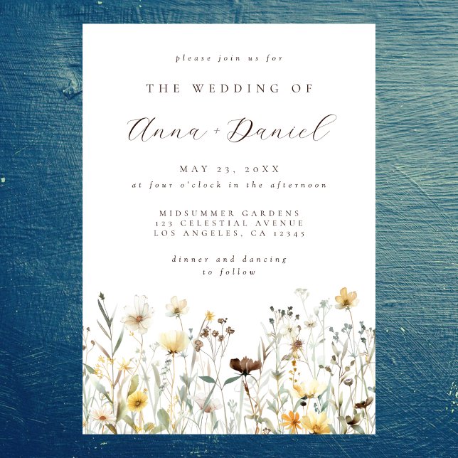 Invitation Mariage Fleur sauvage Rustique aquarelle (Créateur téléchargé)