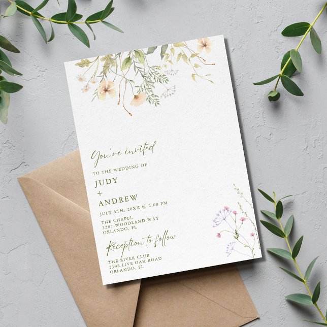 Invitation Mariage Fleur sauvage simple (Simple Wildflower Wedding Invitation)