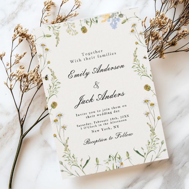 Invitation mariage fleur sauvage simple élégant (Créateur téléchargé)