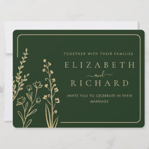 Invitation Mariage Fleur sauvage vert minimaliste et élégant