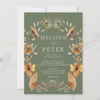 Invitation Mariage Fleur Sauvage Verte