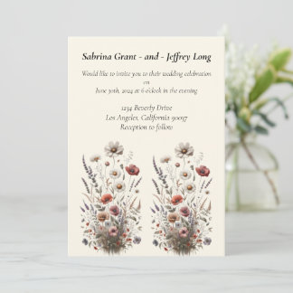 Invitation Mariage Fleur sauvage vintage