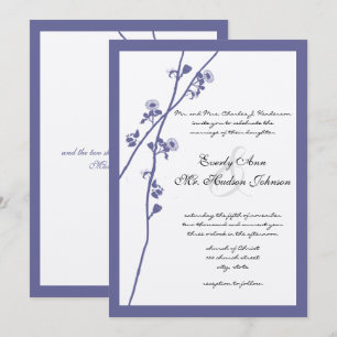 Invitation Mariage Fleur Sauvage Violet Crépuscule Pervenche