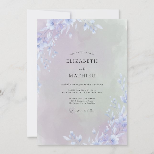 Invitation Mariage Fleur Sauvage Violette (Devant)