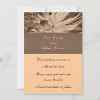 Invitation Mariage Fleur Sepia Dahlia Sauvez La Date