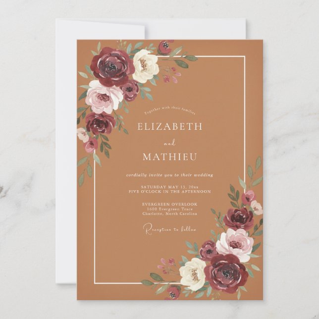 Invitation Mariage Fleur Terreuse de Bourgogne (Devant)