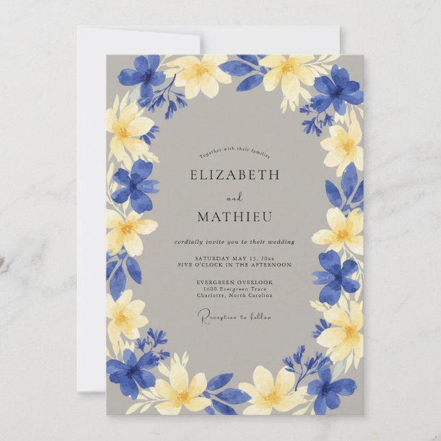 Invitation Mariage Fleur Tropicale Jaune (Devant)
