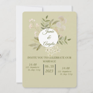 Invitation mariage fleur verte
