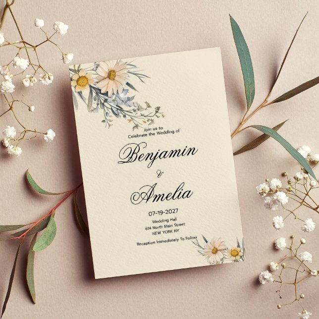Invitation Mariage fleuri du jardin fleur sauvage botanique (Botanical wildflowers garden floral Wedding)