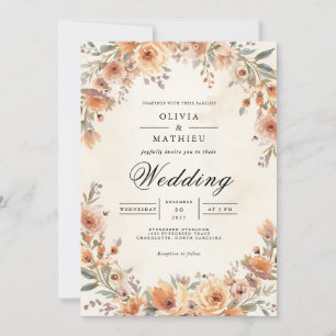 Invitation Mariage fleuri Ochre