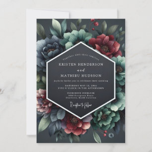 Invitation Mariage Fleurie Baroque Bourgogne sur Ardoise