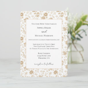 Invitation Mariage Fleurie Blanc Crème Joli
