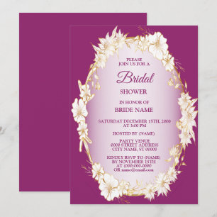 Invitation Mariage Fleurie Blanc Doré Rose Lavage de Bride
