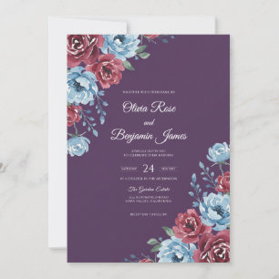 Invitation Mariage Fleurie Bourgogne Plum