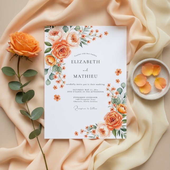 Invitation Mariage Fleurie de Corail Luxuriant (Créateur téléchargé)