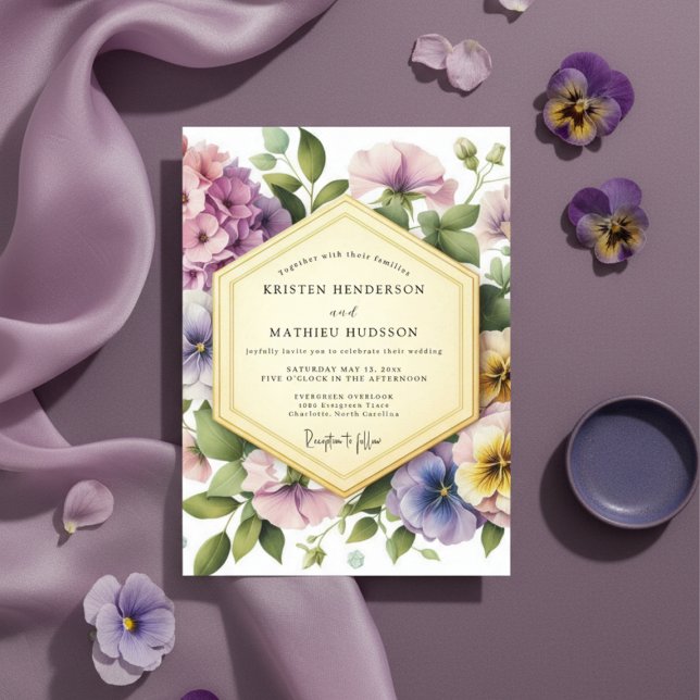 Invitation Mariage Fleurie de Lavande Luxuriante (Créateur téléchargé)