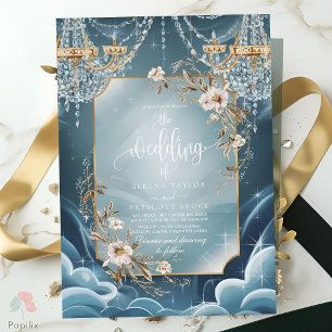 Invitation Mariage fleurie de luxe lustre en cristal
