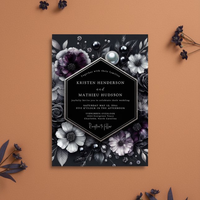 Invitation Mariage Fleurie de Prune Profonde (Créateur téléchargé)