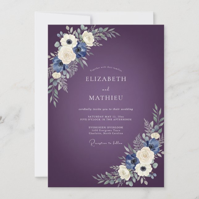 Invitation Mariage Fleurie de Prunier (Devant)