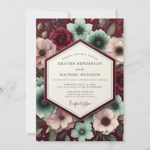 Invitation Mariage Fleurie de Velours Bourgogne