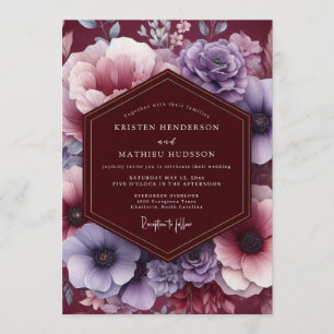 Invitation Mariage Fleurie et Capiteux de Plum et Blush