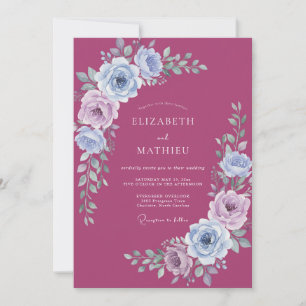 Invitation Mariage Fleurie Ethéré de Prune