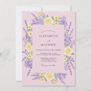 Invitation Mariage Fleurie Jaune Lavande