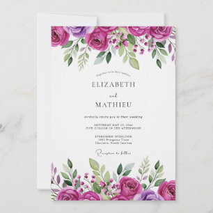 Invitation Mariage Fleurie Magenta