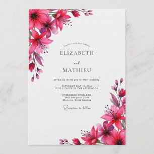Invitation Mariage Fleurie Magenta Peint
