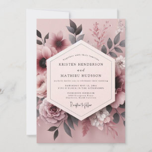 Invitation Mariage Fleurie Mauve Fumée