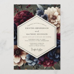 Invitation Mariage Fleurie Merlot Rembrandt
