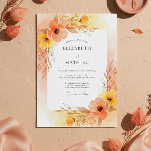 Invitation Mariage Fleurie Pêche Painter