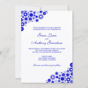 Invitation Mariage Fleurie Royale Bleu