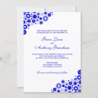 Invitation Mariage Fleurie Royale Bleu