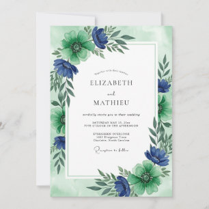 Invitation Mariage Fleurie Vert Émeraude Radieux